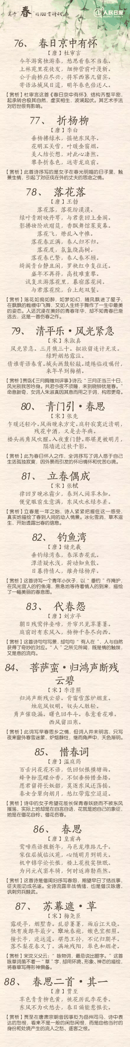 人民日報：100首春天唯美經(jīng)典詩詞，為孩子收藏！